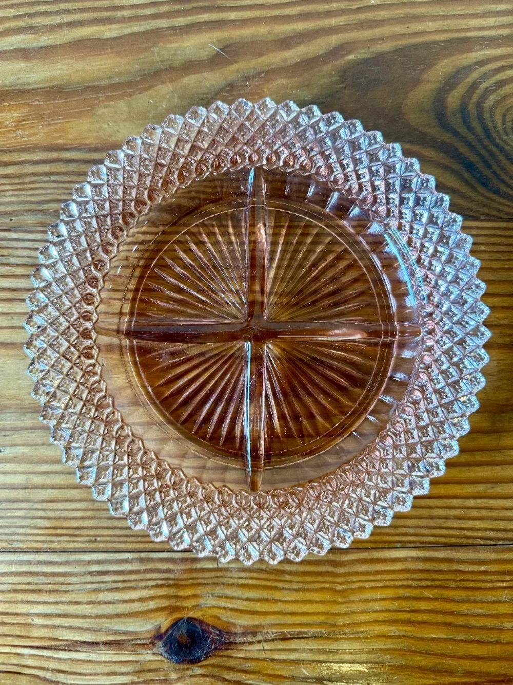 Anchor Hocking Miss America Pink Divided Relish Tray 8.75